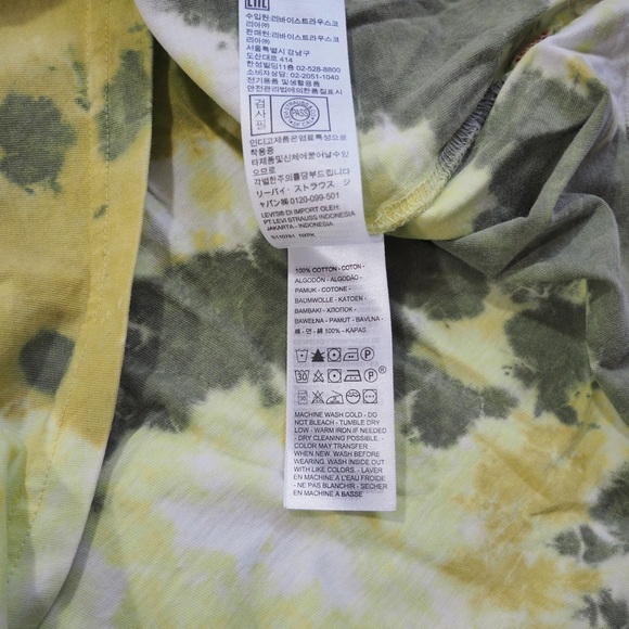 LEVI'S Mens Tie Dye T-Shirt Relax Fit 100% Cotton Yellow/Green Size XL - Picture 4 of 6